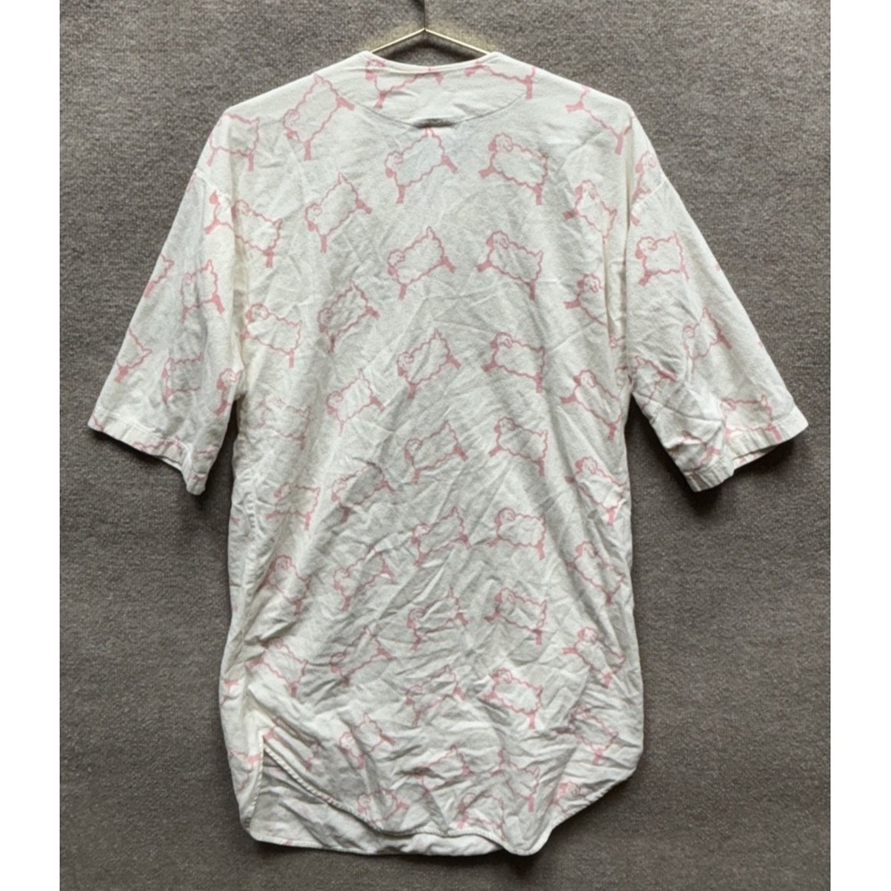 Michigan Rag Co Cotton Nightgown Womens Sleepwear Off White Sheep Print S/M VTG - Picture 3 of 5